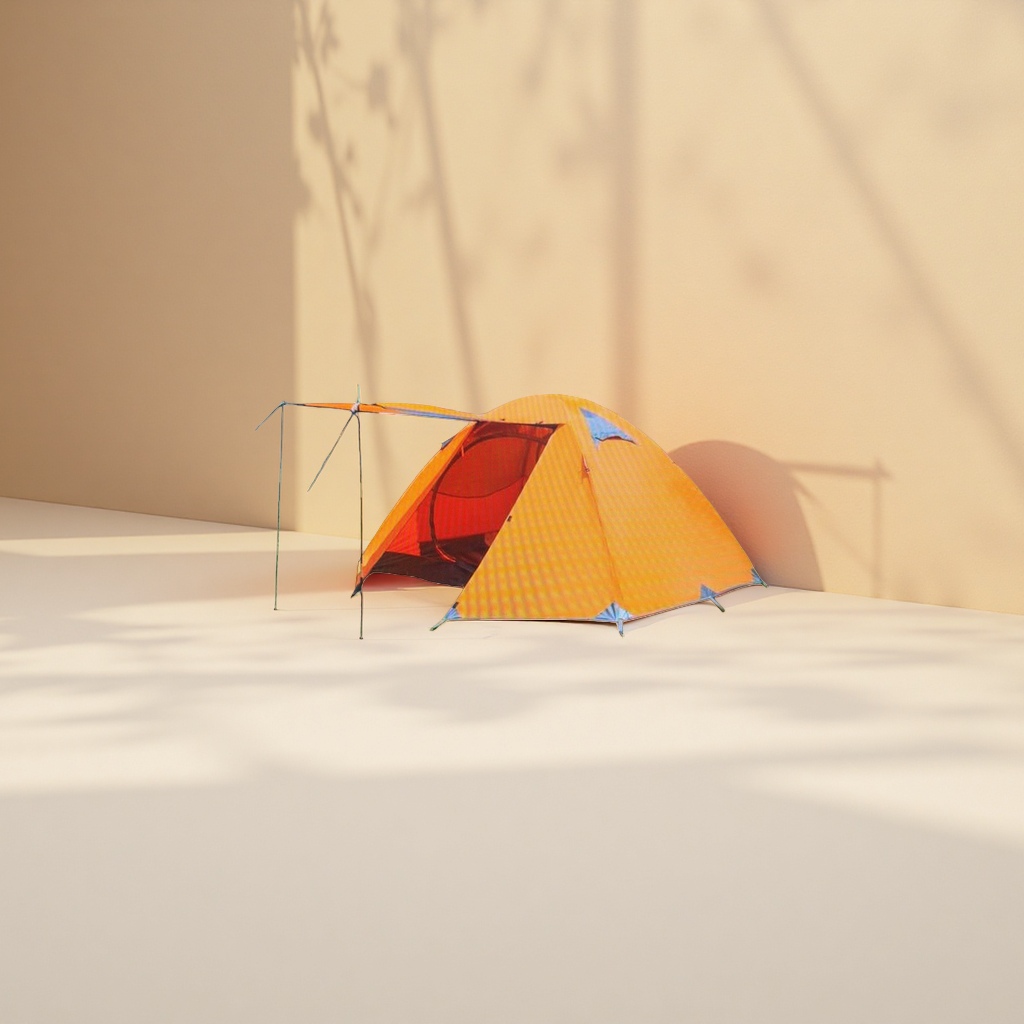 Orange outdoor camping tent, portable waterproof and windproof wild tent Application Scenario