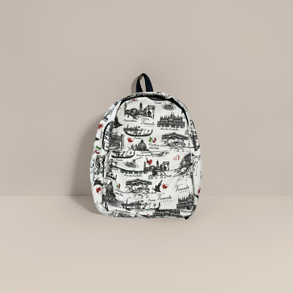 Blanco venice themes printed backpack moda portátil de gran capacidad para estudiantes commuter travel bag Blanco venice themes printed backpack moda portátil de gran capacidad para estudiantes commuter travel bag