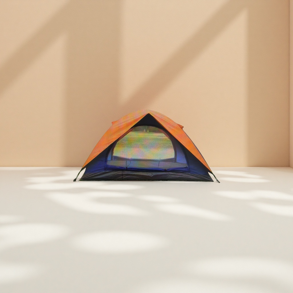 Orange thickened Oxford fabric camping tent for 3-4 people family camping