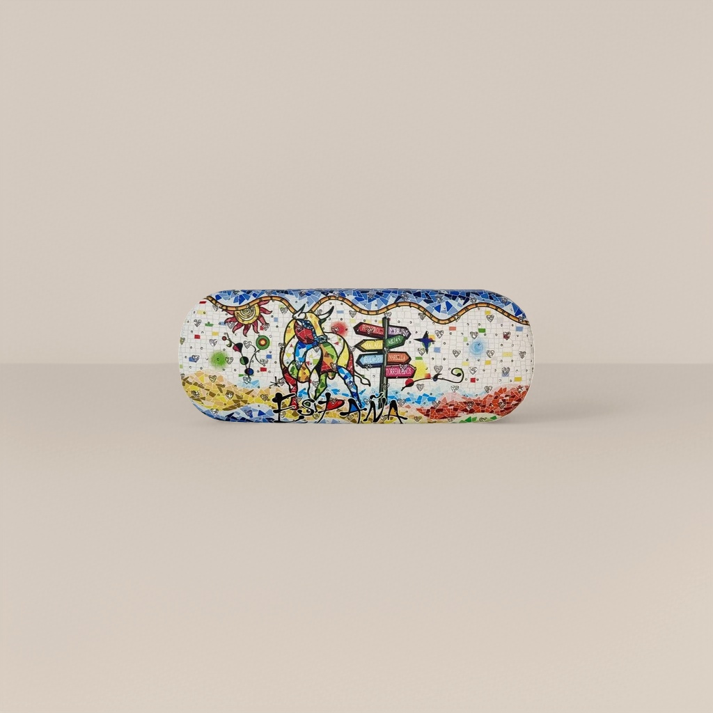 Portable scratch-resistant hard shell storage box with color Mosaic pattern for glasses