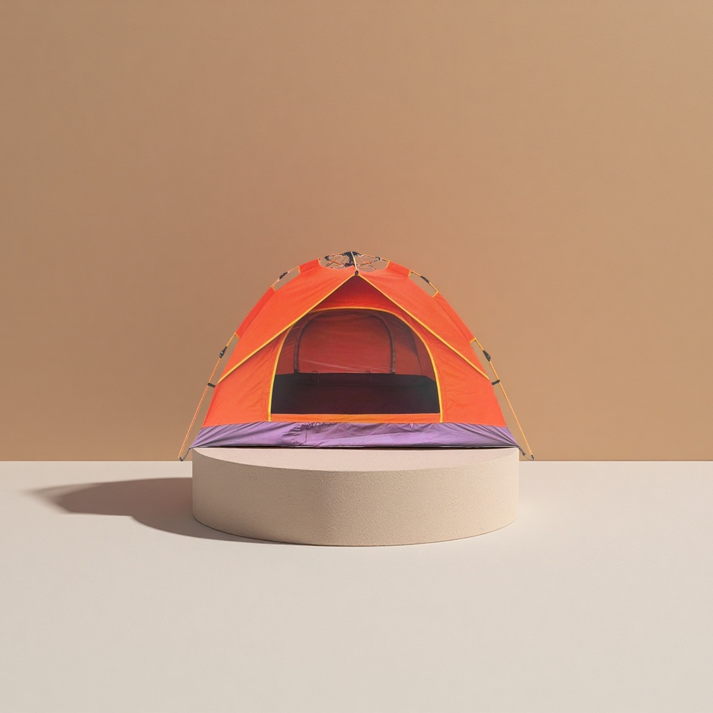 The orange quick-opening automatic tent camping equipment is lightweight, portable and single-layer Specification image