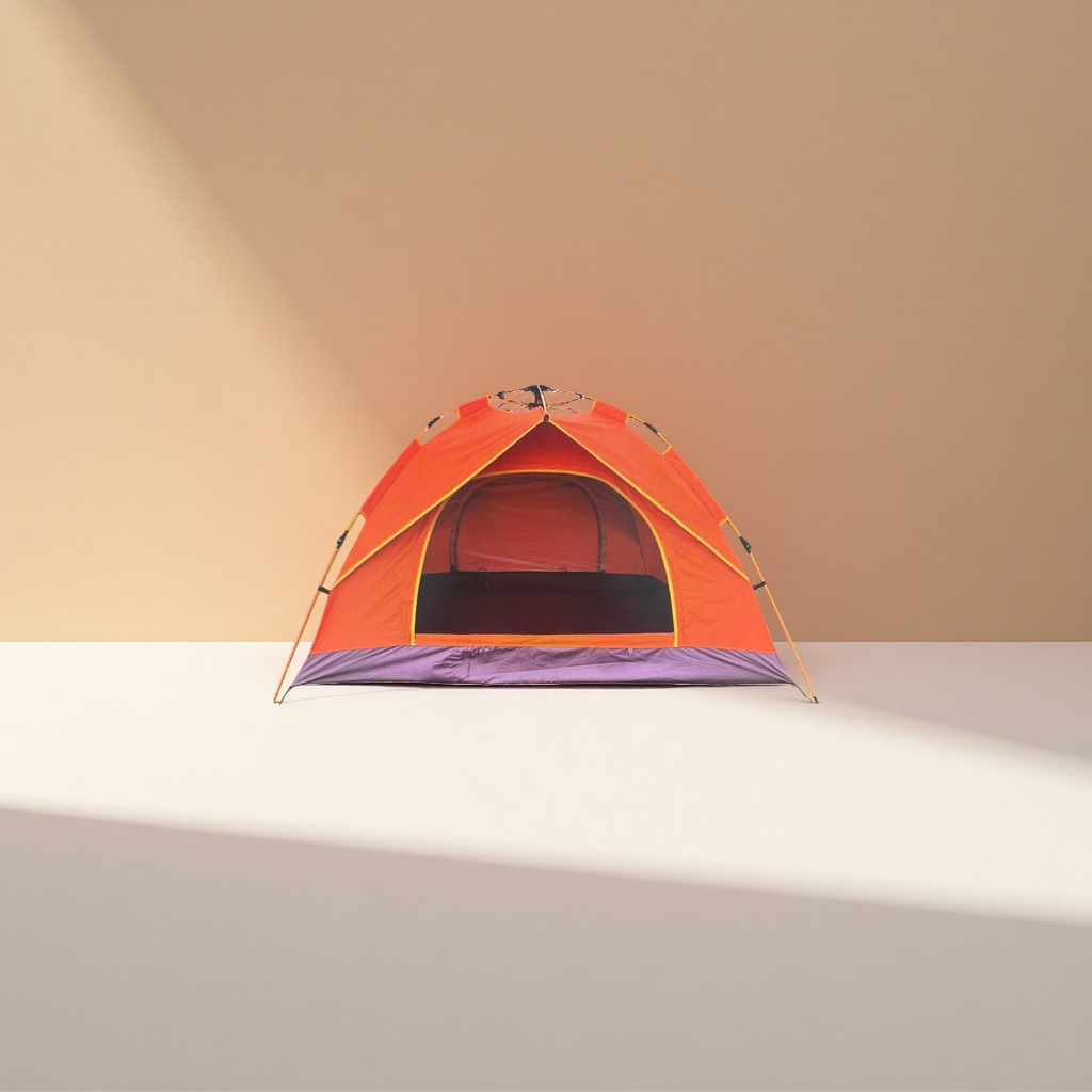 The orange quick-opening automatic tent camping equipment is lightweight, portable and single-layer details Picture