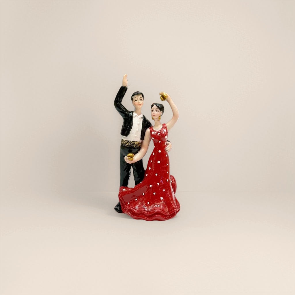 Vestido largo de punto de onda rojo bailarina bailarina con traje negro bailarina bailarina pintada cerámica figuras de baile details Picture