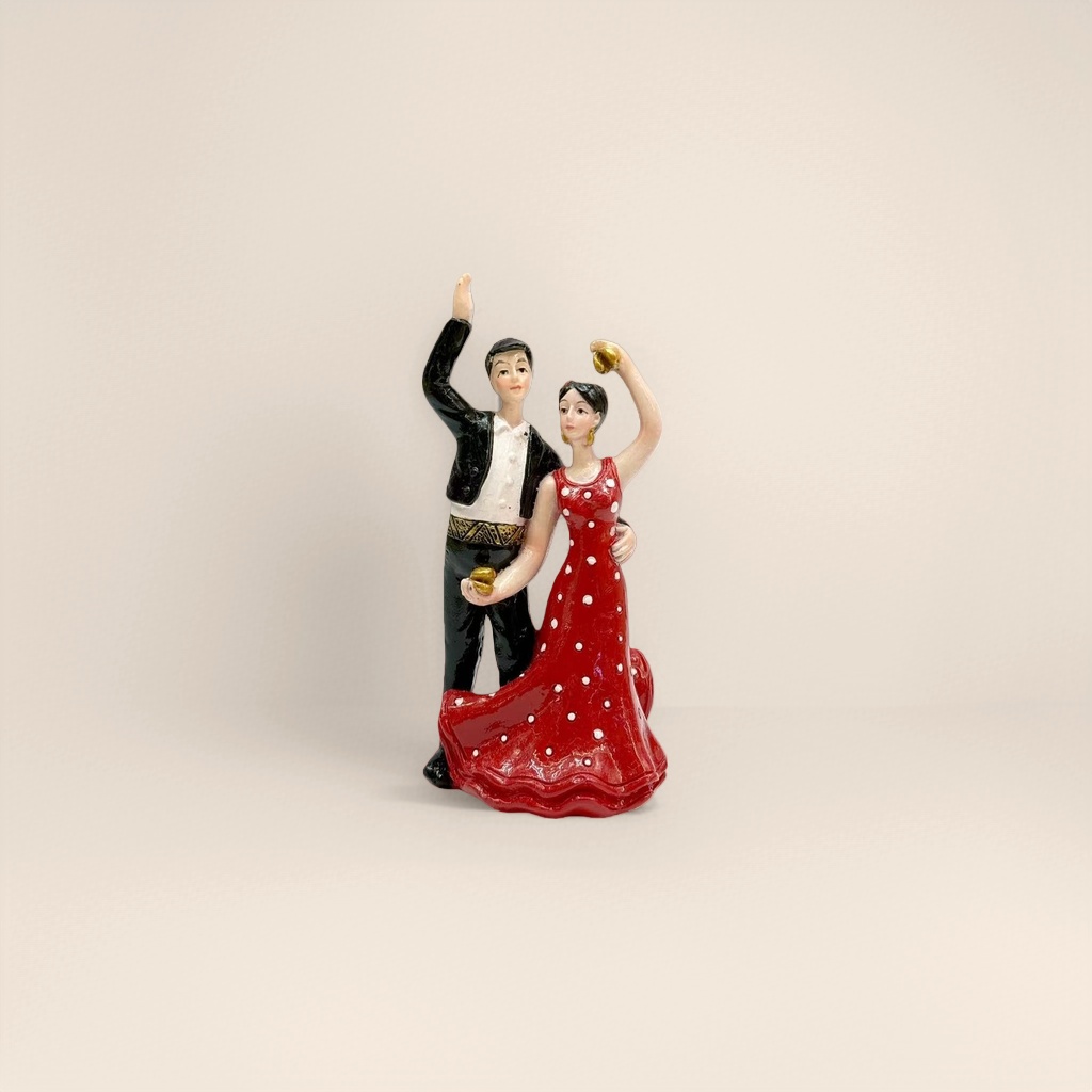 Vestido largo de punto de onda rojo bailarina bailarina con traje negro bailarina bailarina pintada cerámica figuras de baile Specification image