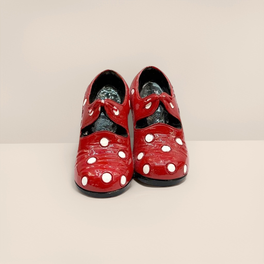 Red polka dot Mary Jane shoes, women's retro round-toe chunk-heeled single shoes Specification image