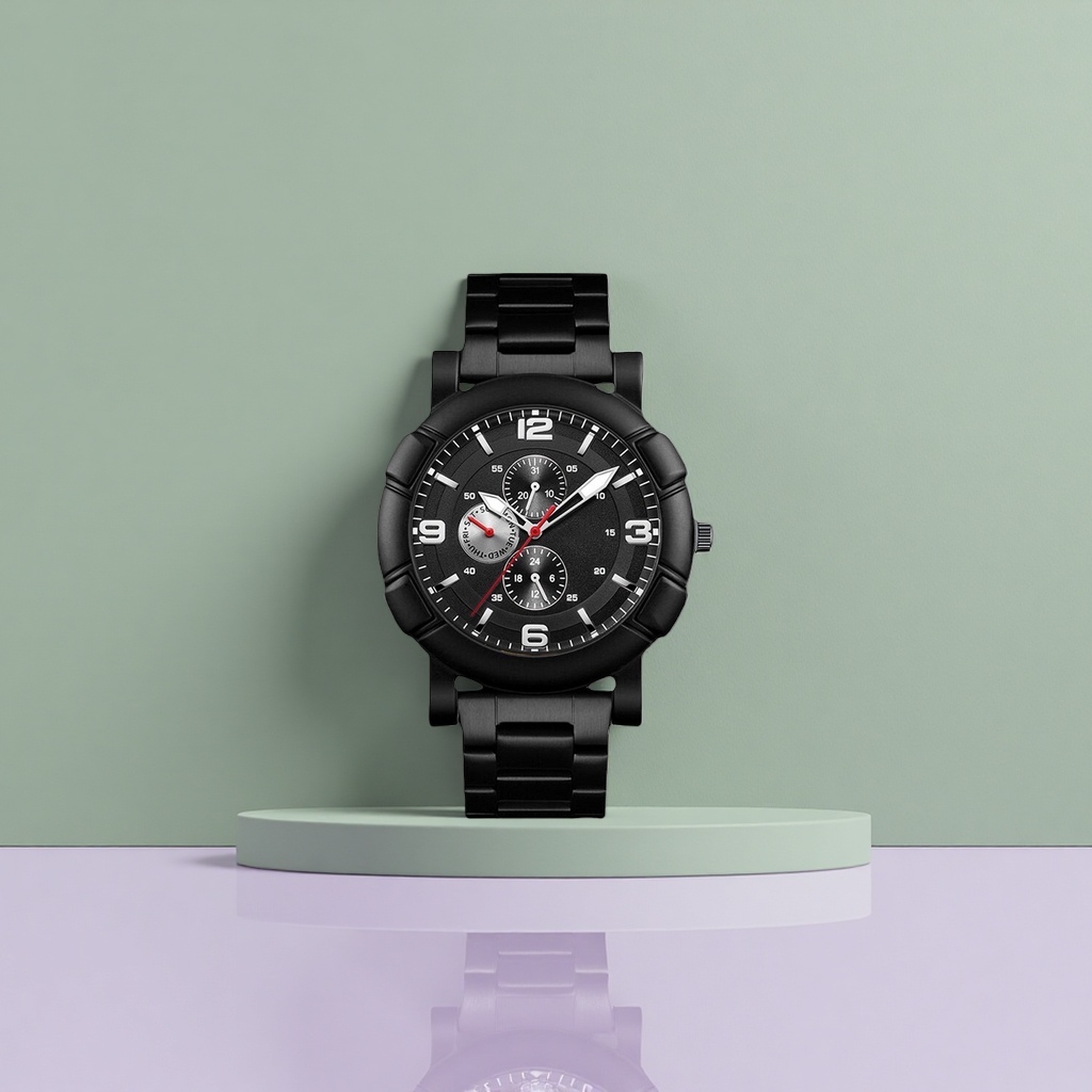 Черный краткий бизнес-часы для мужчин, модные кварцевые часы Specification image