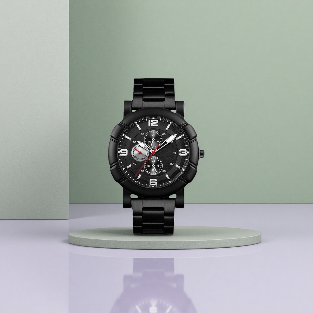 Hombre de negocios simple negro moda reloj de cuarzo versátil