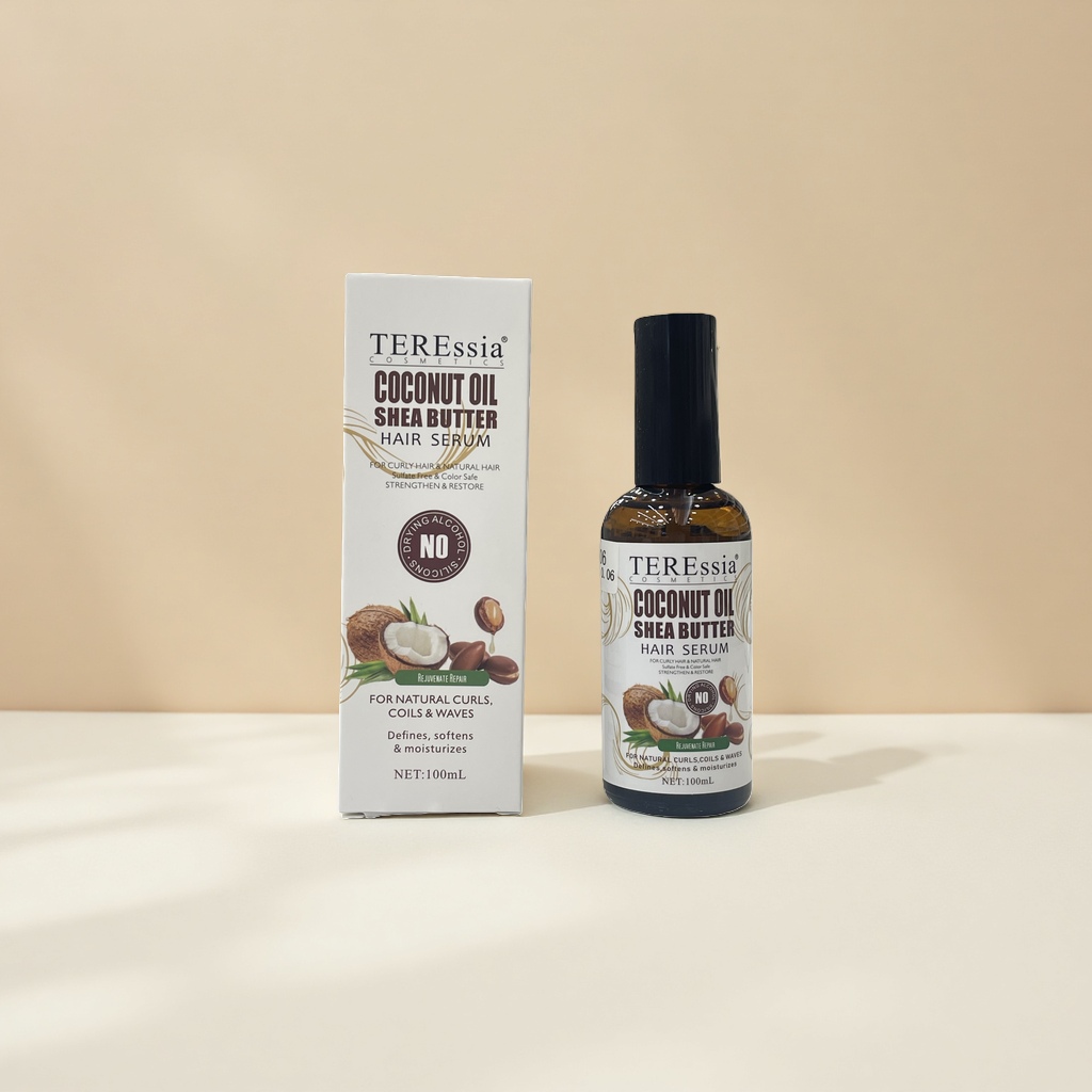 TEREssia coconut brown glass bottle hair care essential oil 100ml with white packaging box Specification image