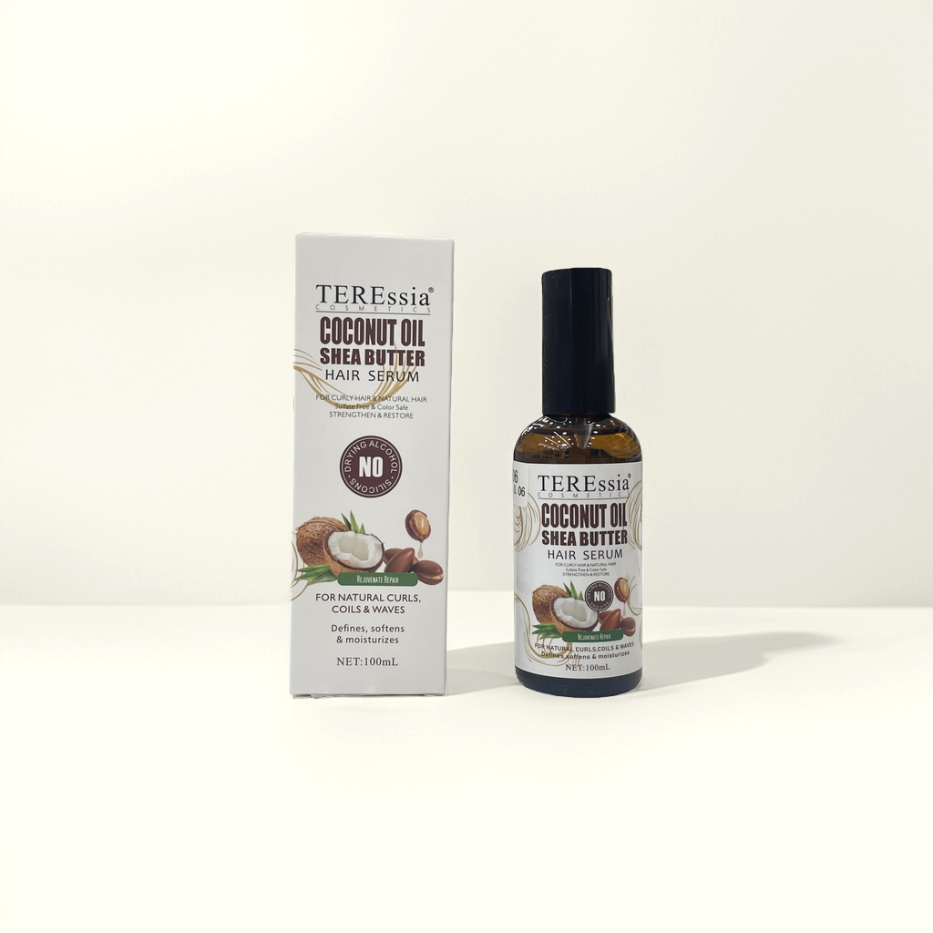 TEREssia coconut brown glass bottle hair care essential oil 100ml with white packaging box details Picture