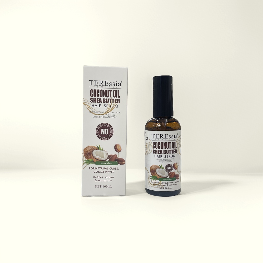 TEREssia coconut brown glass bottle hair care essential oil 100ml with white packaging box