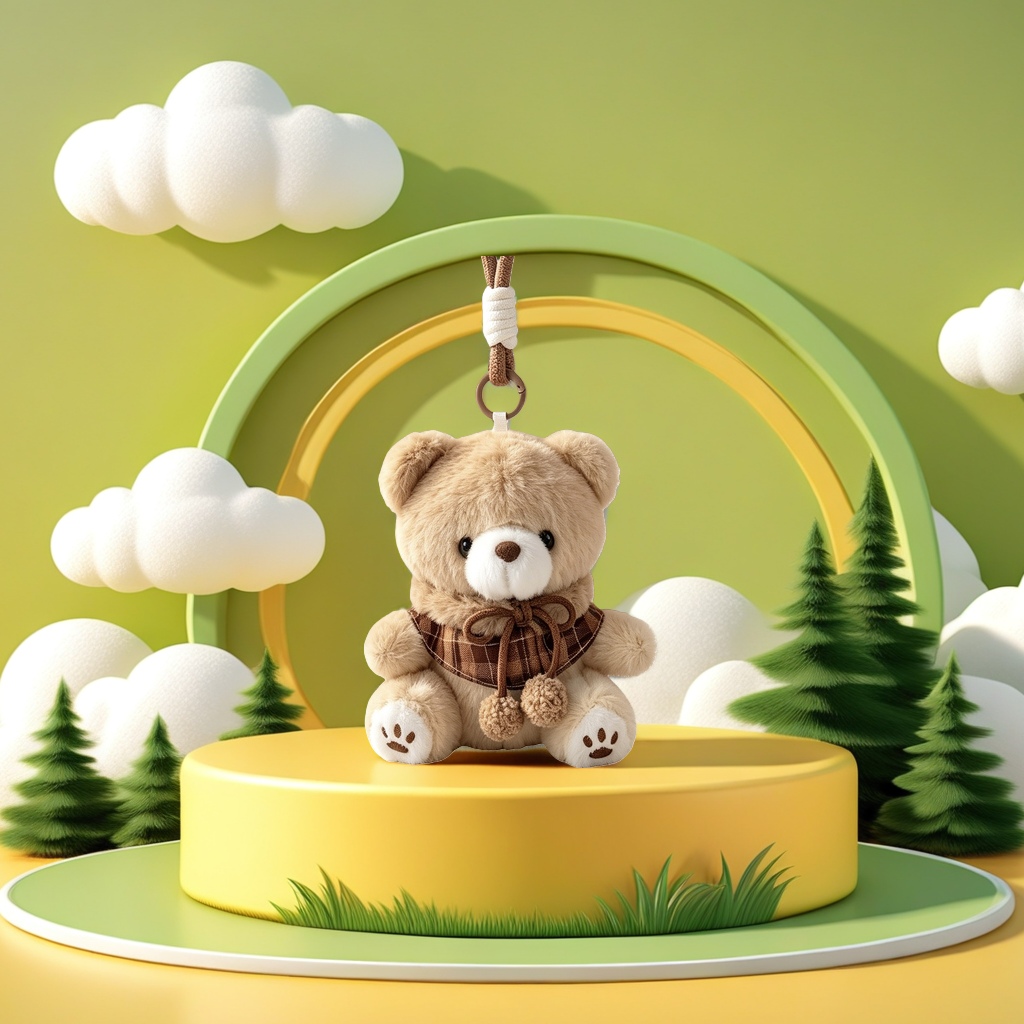 The white plush bear pendant is cute and adorable. The keychain bag is decorated with plush toys Application Scenario