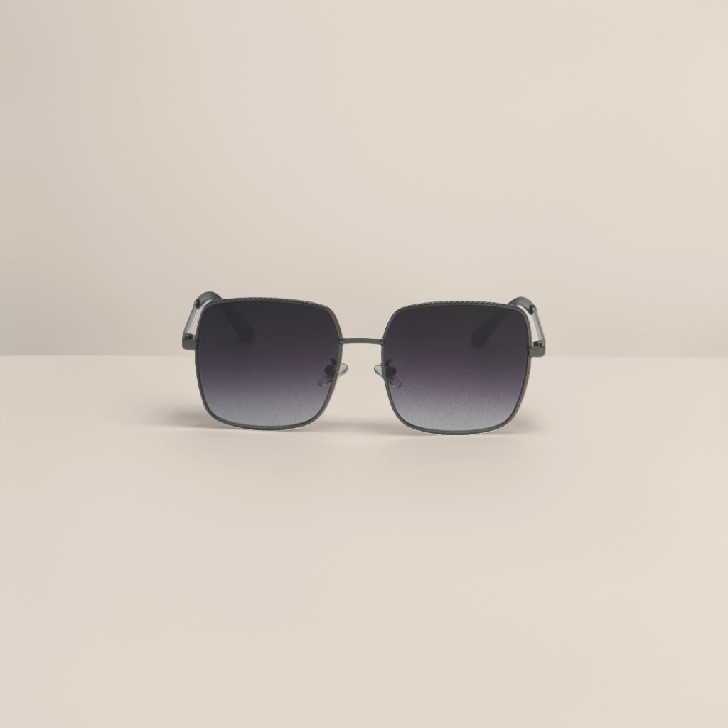 Silver-framed square sunglasses, fashionable UV-resistant polarized sunglasses details Picture