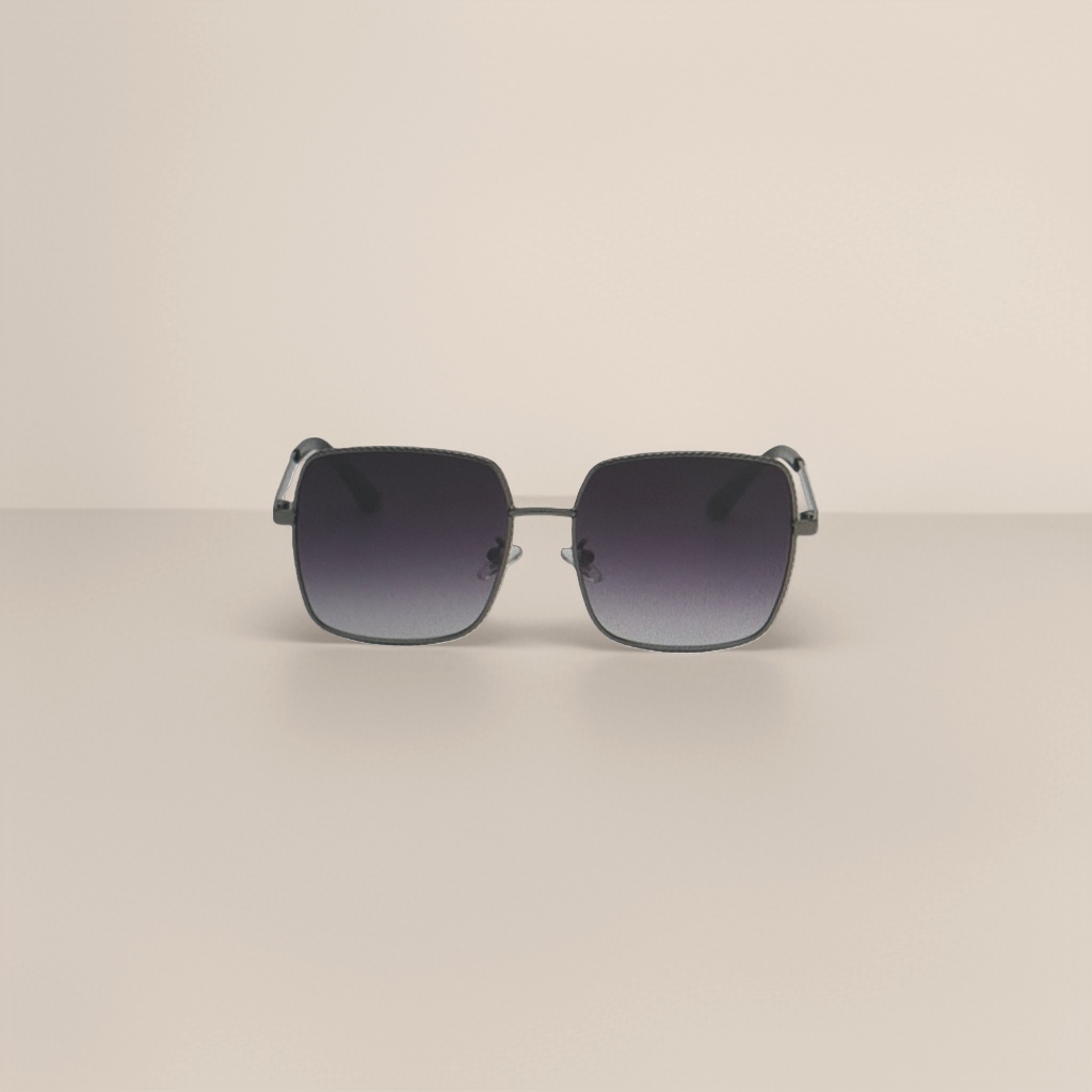 Silver-framed square sunglasses, fashionable UV-resistant polarized sunglasses