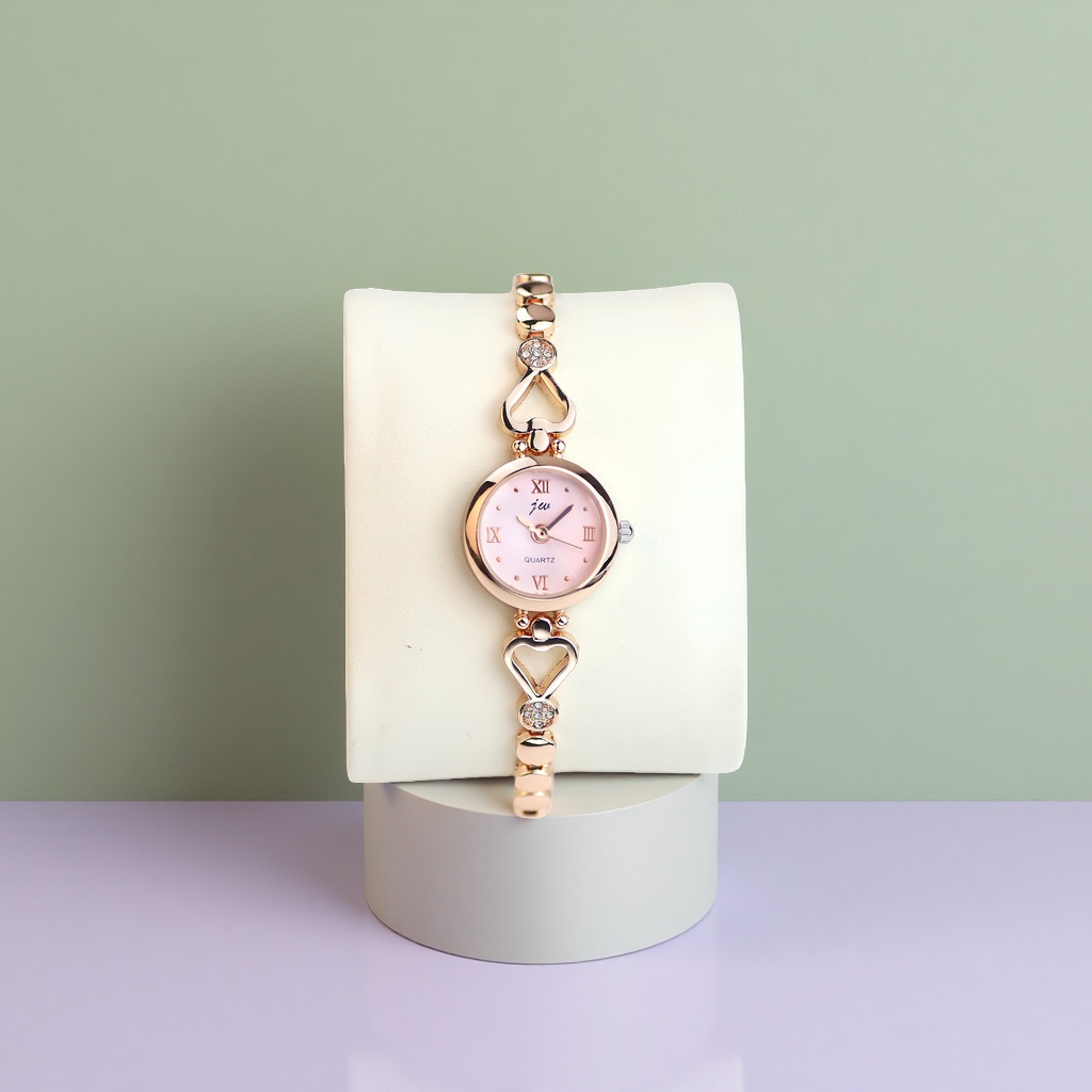Oro rosa corazón decorado reloj de mujer details Picture