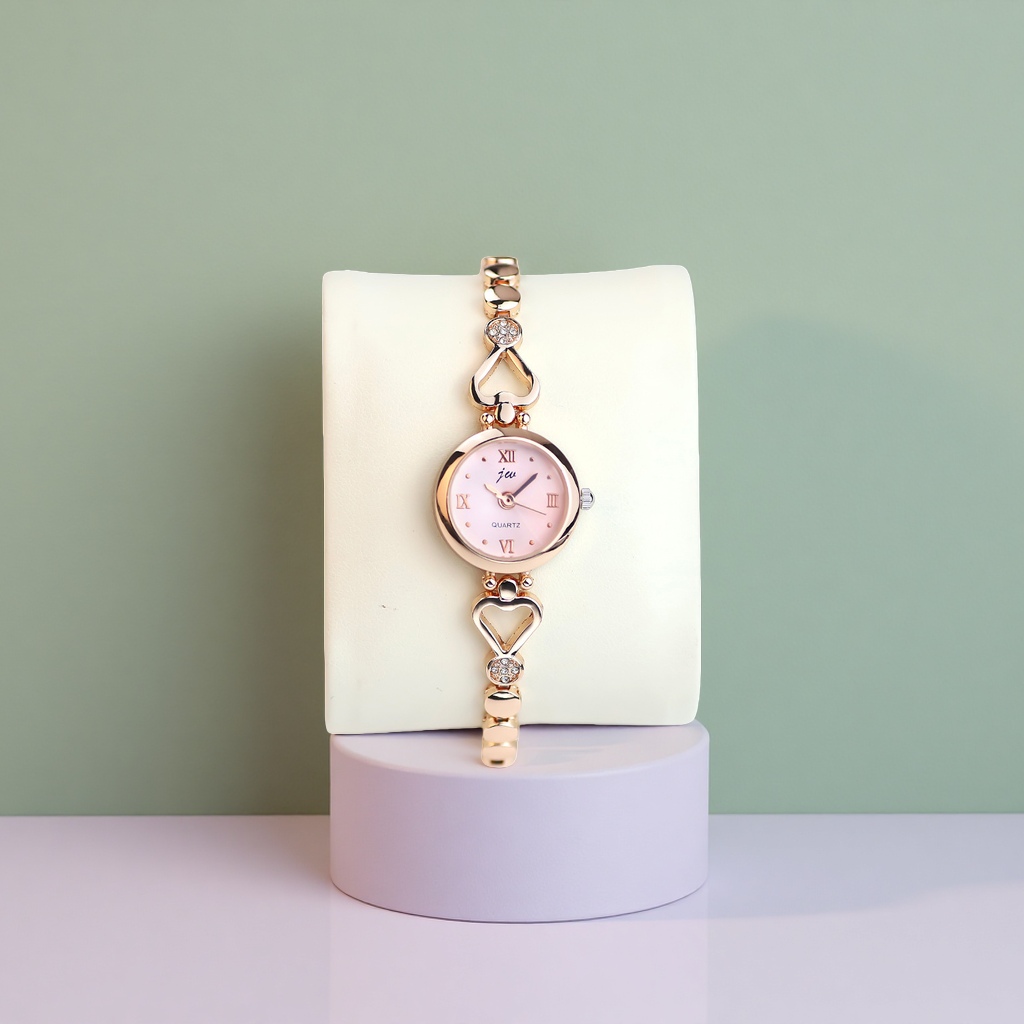Oro rosa corazón decorado reloj de mujer Specification image