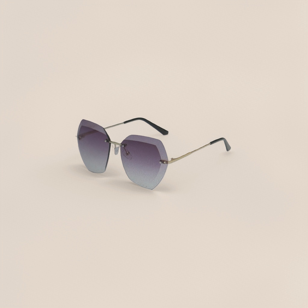 Purple gradient lens frameless sunglasses are fashionable, lightweight and UV-resistant, suitable for both men and women Specification image