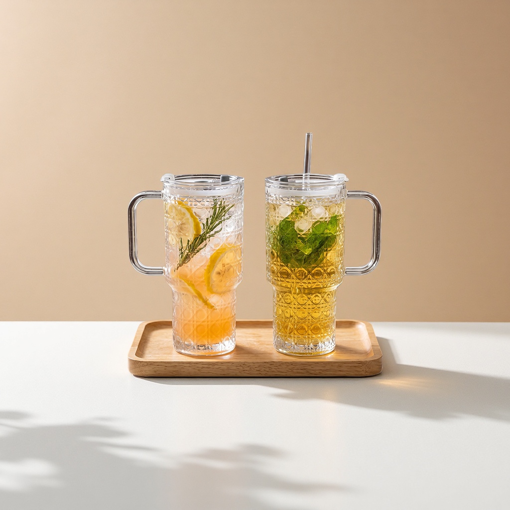 透明玻璃杯饮品专用高硼硅耐热防烫水杯