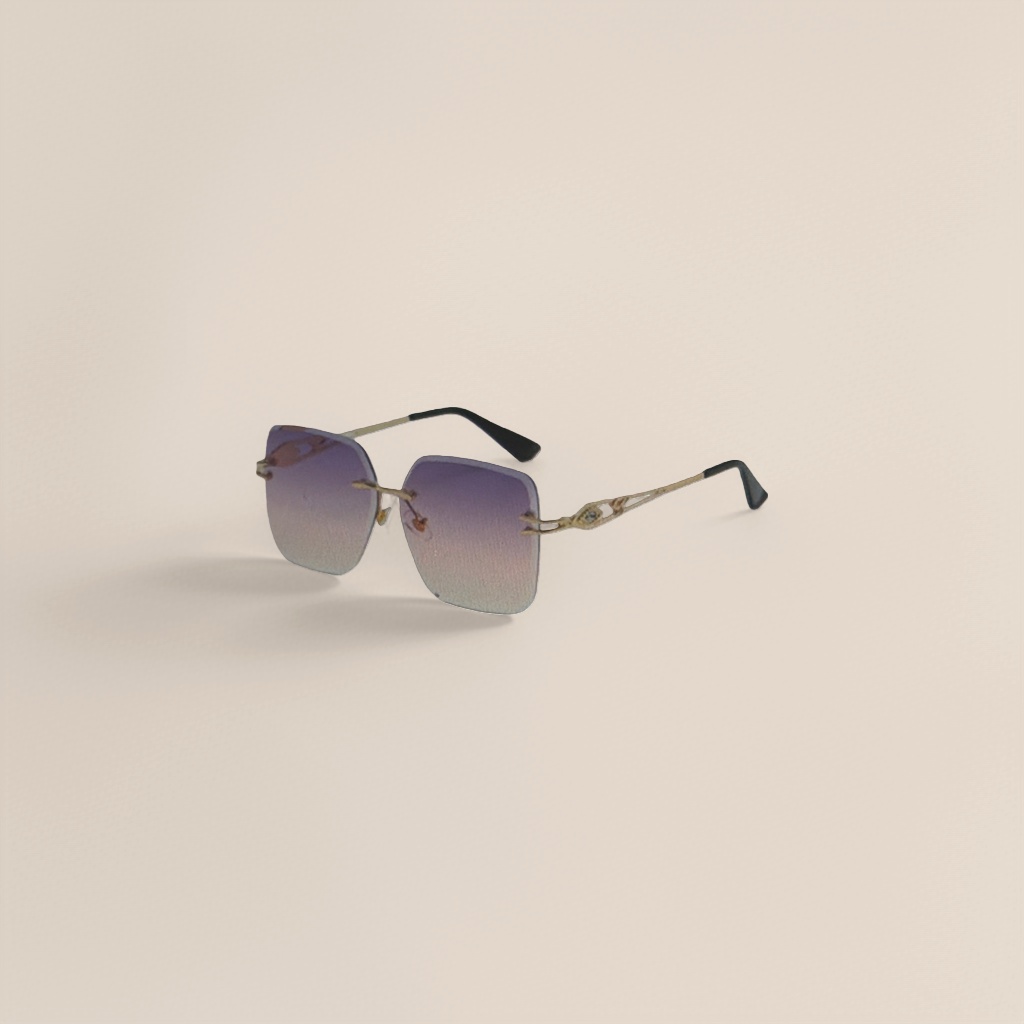 Golden-framed gradient sunglasses, fashionable UV-resistant polarized sunglasses