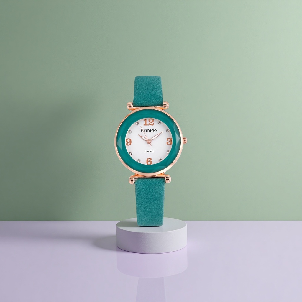 The green strap watch is a fashionable and simple quartz men's watch that is versatile and waterproof for daily use Specification image