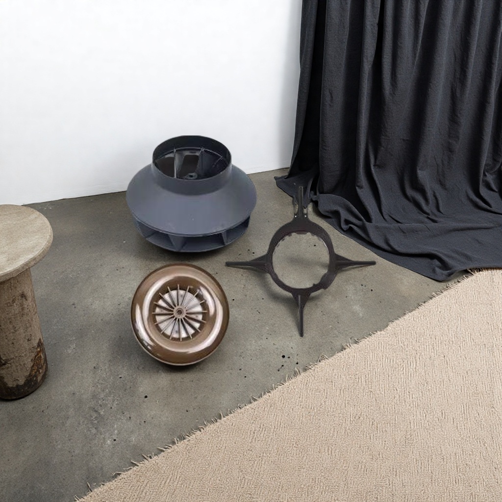 The black and brown fan impeller and bracket assembly are compatible with various models and are quiet and durable Specification image