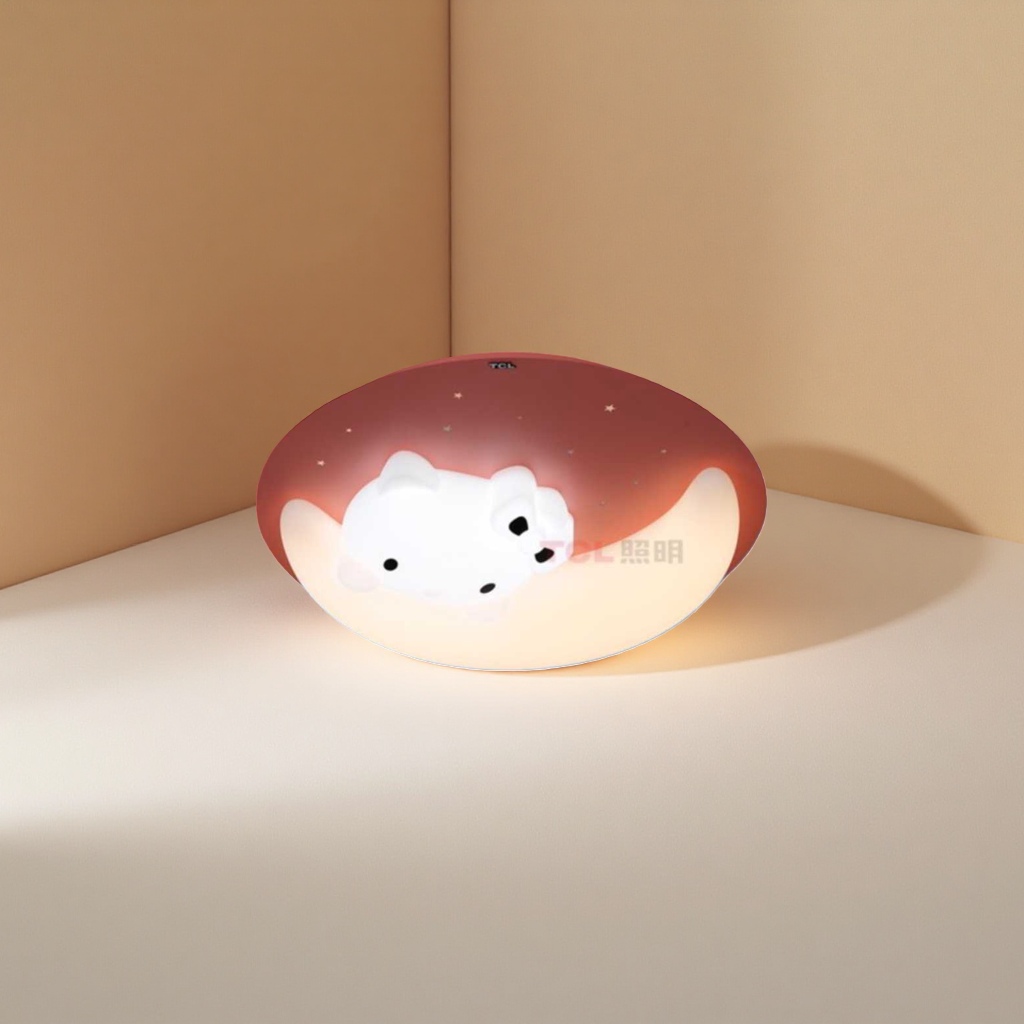 Pink moon-shaped lighting fixtures and white bear pattern creative bedroom atmosphere lights Specification image