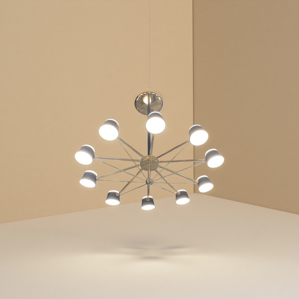 Golden star-shaped pendant lamp, Nordic minimalist living room and bedroom ceiling lamp, modern light luxury LED light source details Picture
