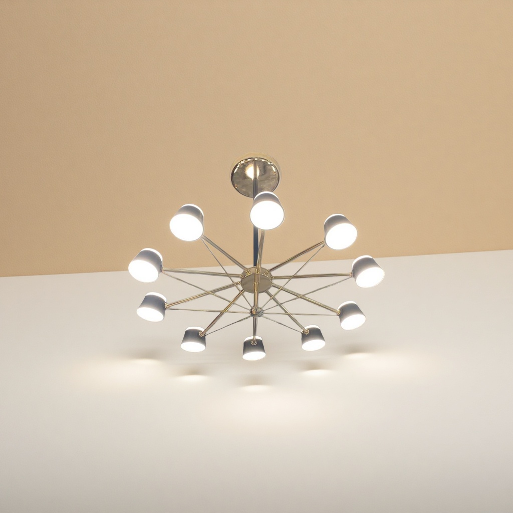 Golden star-shaped pendant lamp, Nordic minimalist living room and bedroom ceiling lamp, modern light luxury LED light source Specification image