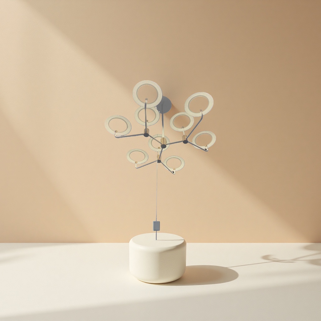 White chandelier, modern and simple living room, dining room, bedroom ceiling lamp, Nordic style LED light source details Picture