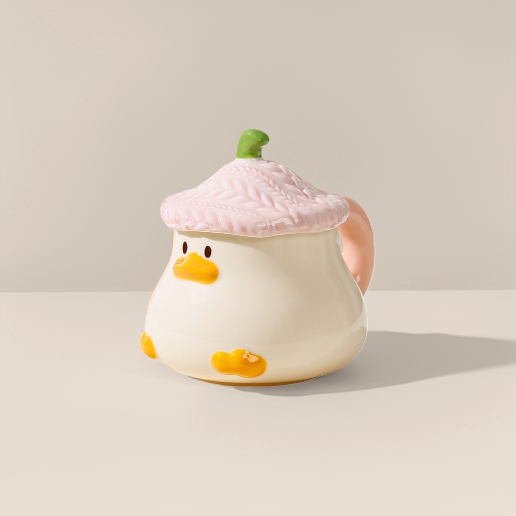 粉色帽子小鸭陶瓷杯细节图