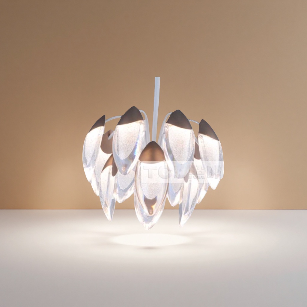 Transparent petal-shaped chandelier, Nordic minimalist living room and bedroom ceiling lamp, modern light luxury LED Application Scenario