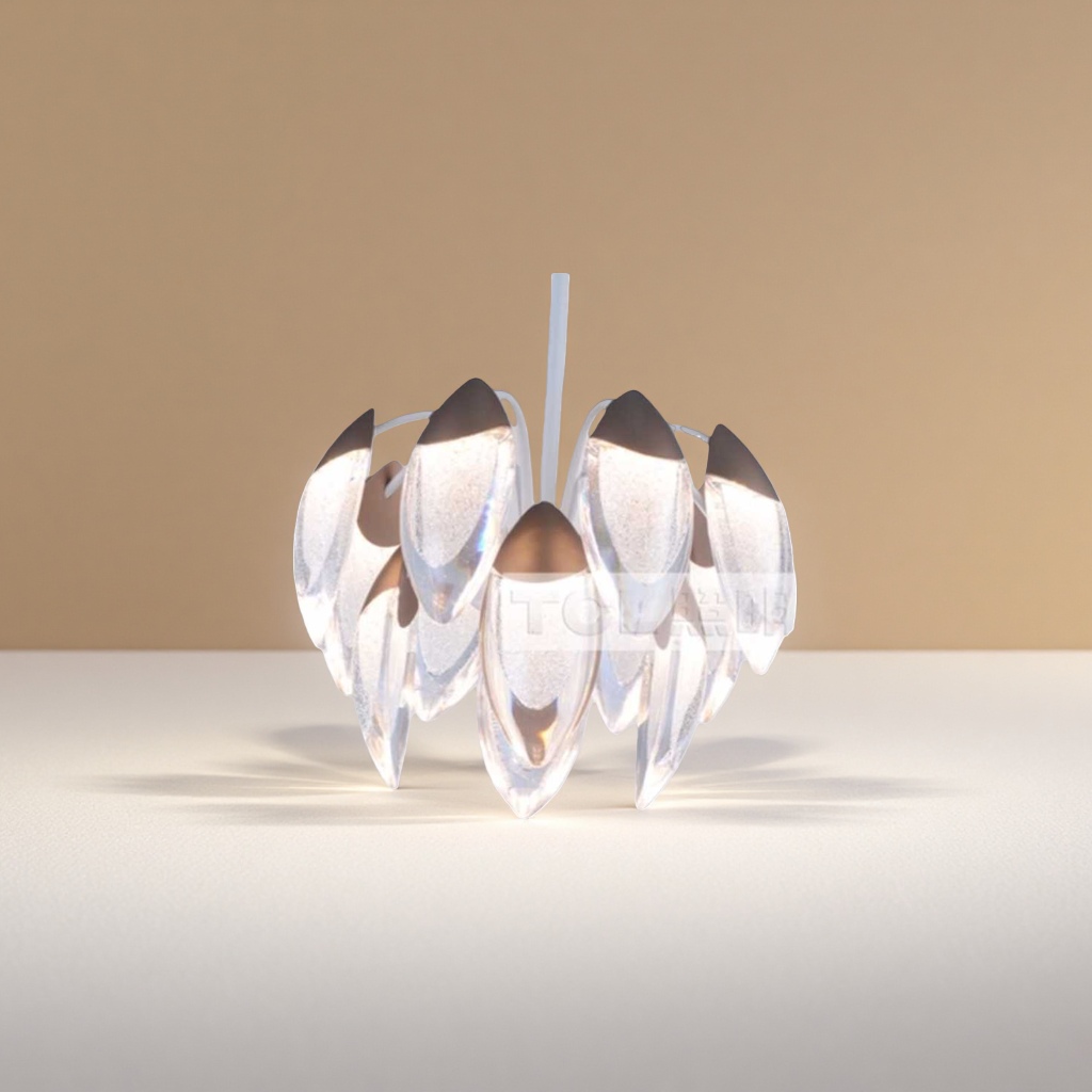 Transparent petal-shaped chandelier, Nordic minimalist living room and bedroom ceiling lamp, modern light luxury LED Specification image