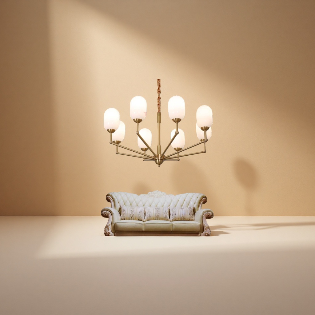 The golden pendant lamp is the main light for the living room and the Nordic minimalist ceiling lamp is suitable for both bedrooms and dining rooms details Picture