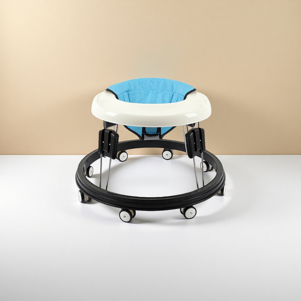 دراجة الأطفال ذات العجلات السوداء ذات المسطحات الزرقاء والسياج الأبيض آمنة وثابتة Specification image