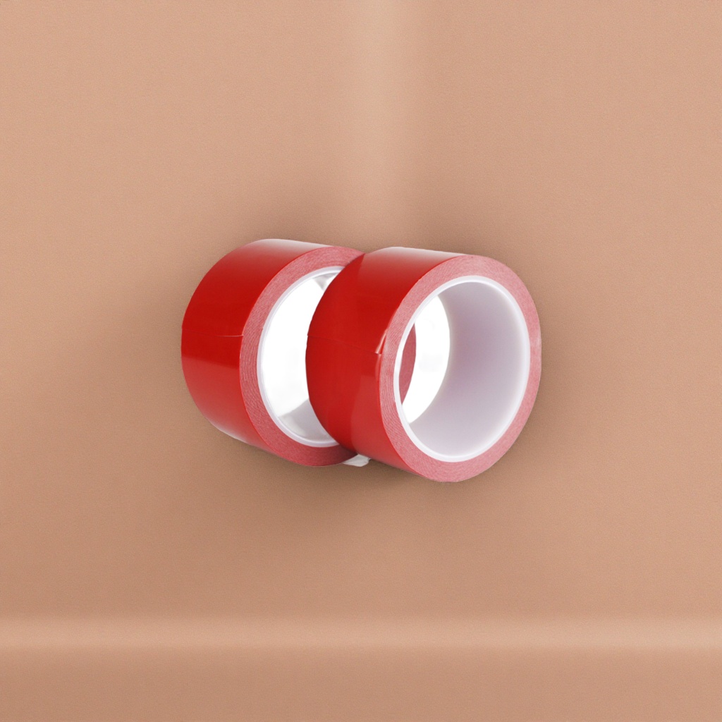 Red double-sided tape, 3M strong adhesive, 50-meter roll for home, office and decoration fixation details Picture