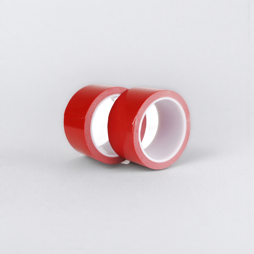 Red double-sided tape, 3M strong adhesive, 50-meter roll for home, office and decoration fixation