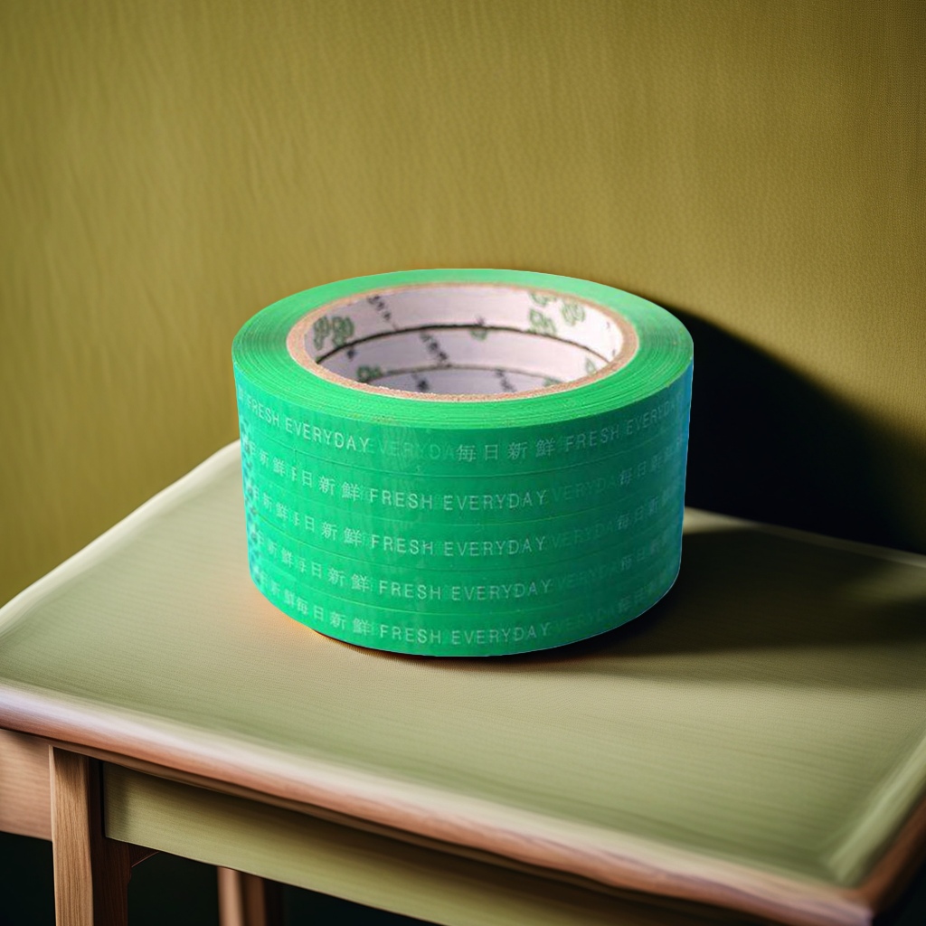 The green tape roll is 1.5cm wide and 50m long. It has strong adhesion, leaves no trace and is easy to tear Specification image