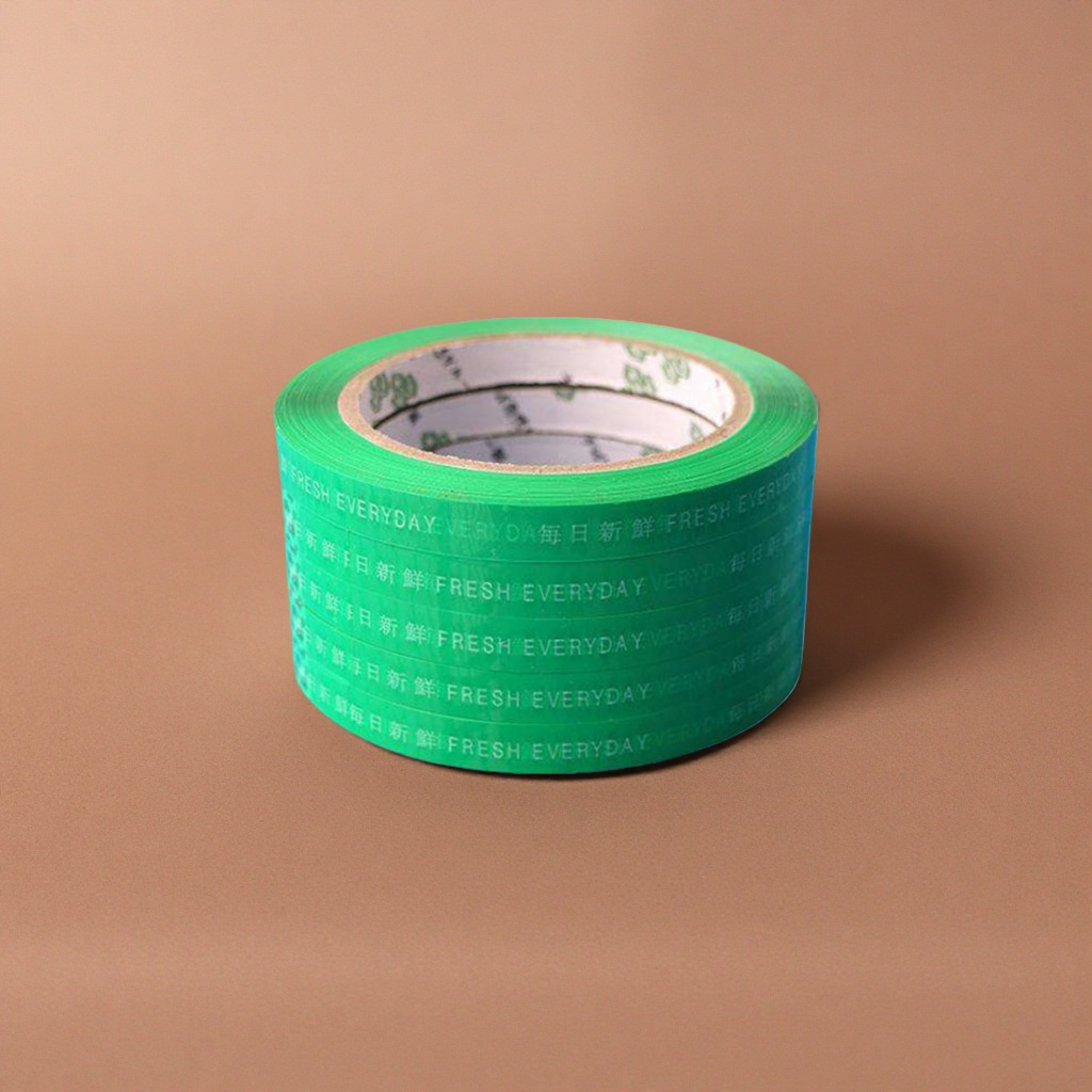 The green tape roll is 1.5cm wide and 50m long. It has strong adhesion, leaves no trace and is easy to tear
