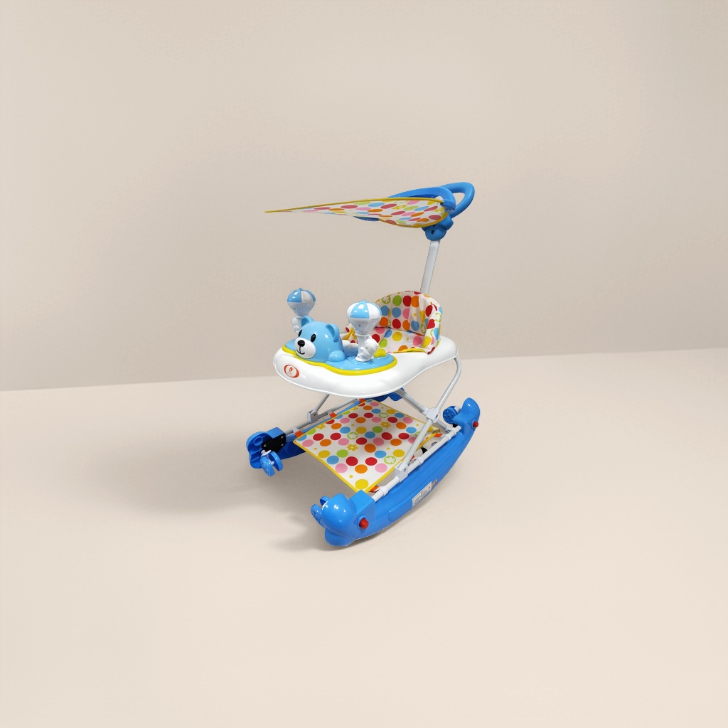 يمكن لسيارة الطفل الزرقاء أن تطوى مع موسيقى محصنة ضد الانزلاق Specification image