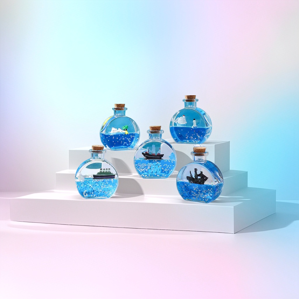蓝色海洋主题漂流瓶装饰品 家居摆件创意客厅卧室 decor