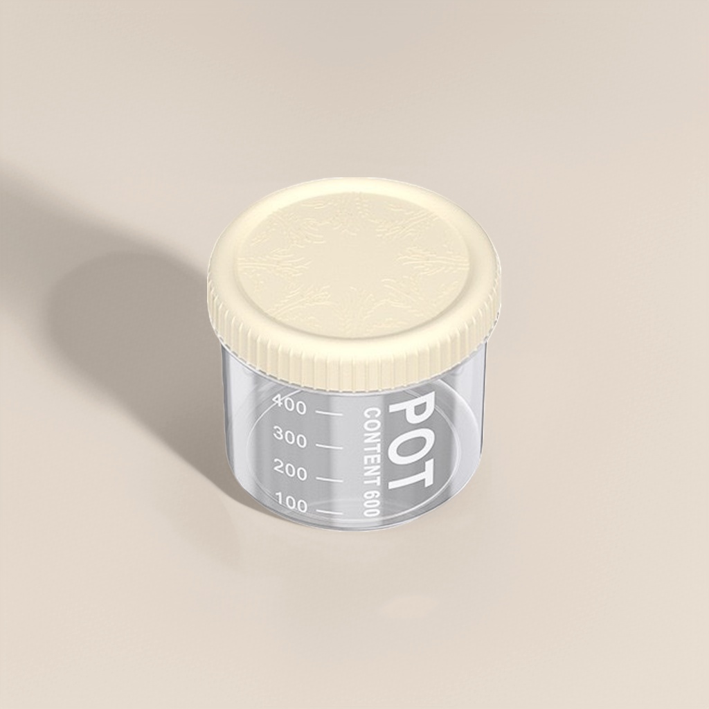 米色盖子透明量杯 POT CONTENT 600 刻度100至400 高9cm直径10.5cm
