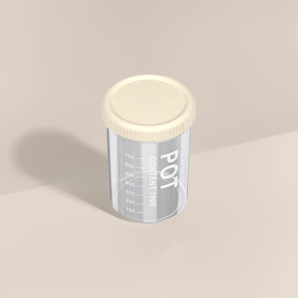 透明量杯带米色盖子 POT CONTENT 1000 刻度款 15cm高×10.5cm宽