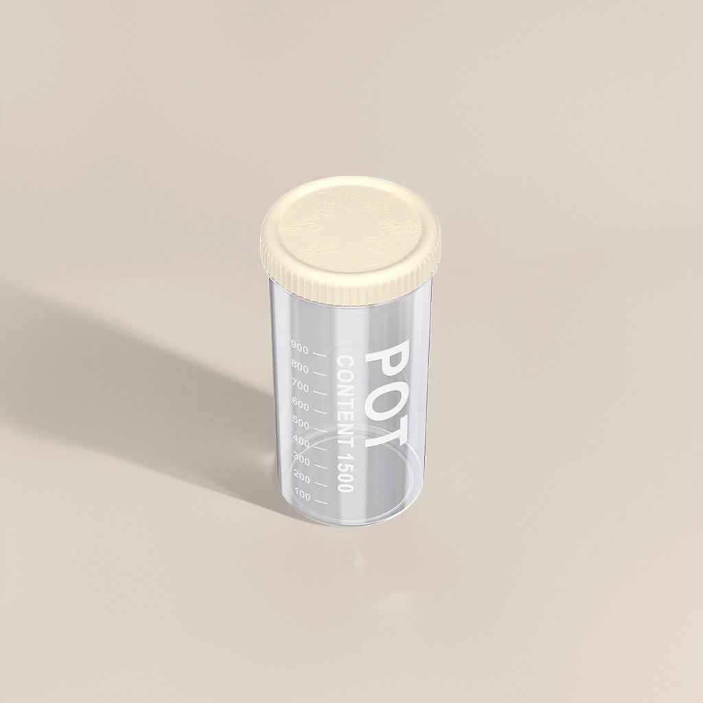 米色盖子透明塑料量杯 1500ml刻度款 高20cm直径10.5cm
