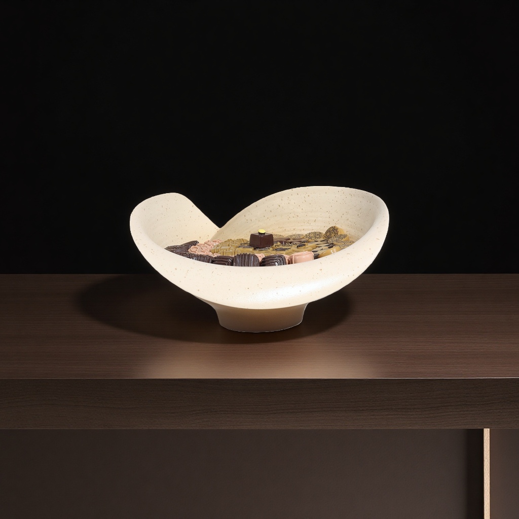 米色斑点陶瓷碗 12cm 盛放多彩巧克力甜点 家用甜品盘