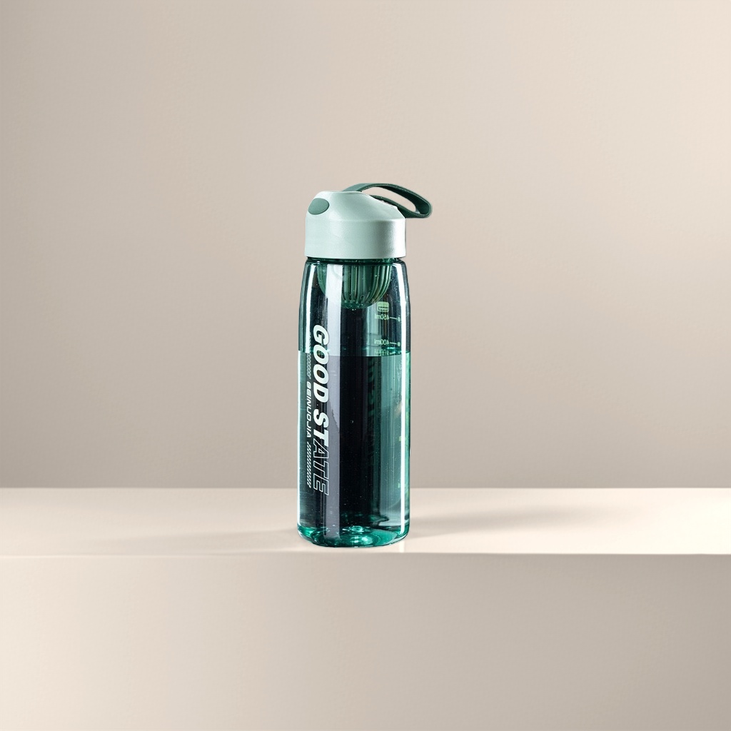 Mint green simple glass water cup 350ml heat-resistant portable home and office water bottle