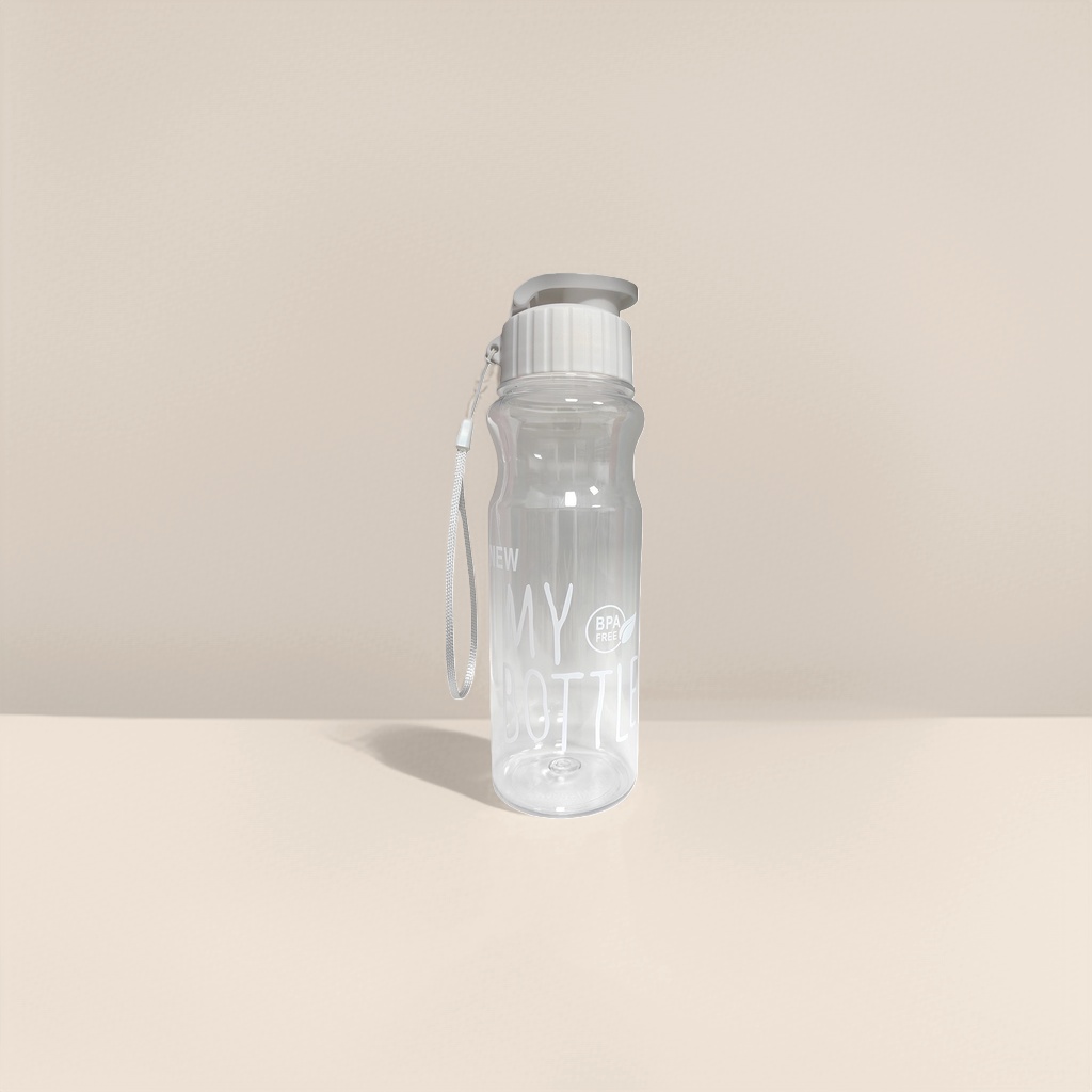 Portable sports water bottle with a transparent lid and a lanyard details Picture