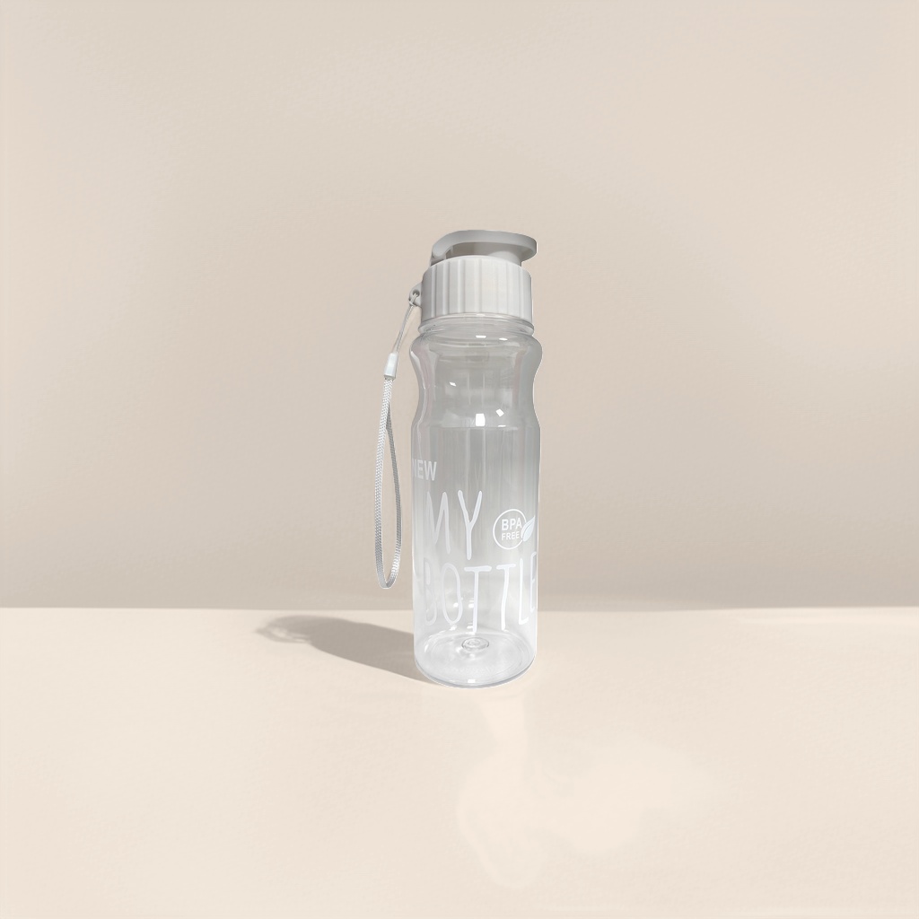 Portable sports water bottle with a transparent lid and a lanyard Specification image