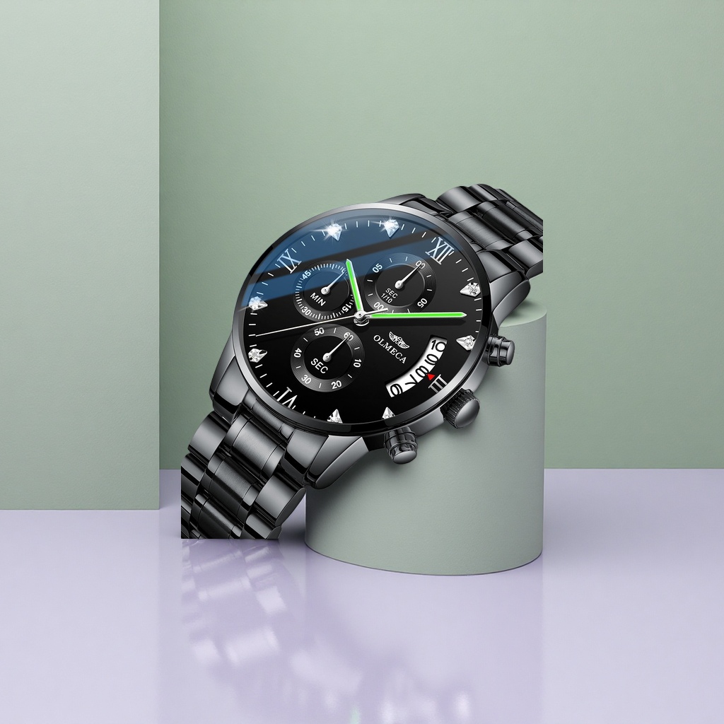 Reloj de metal negro hombre minimalista negocios waterproof reloj de cuarzo