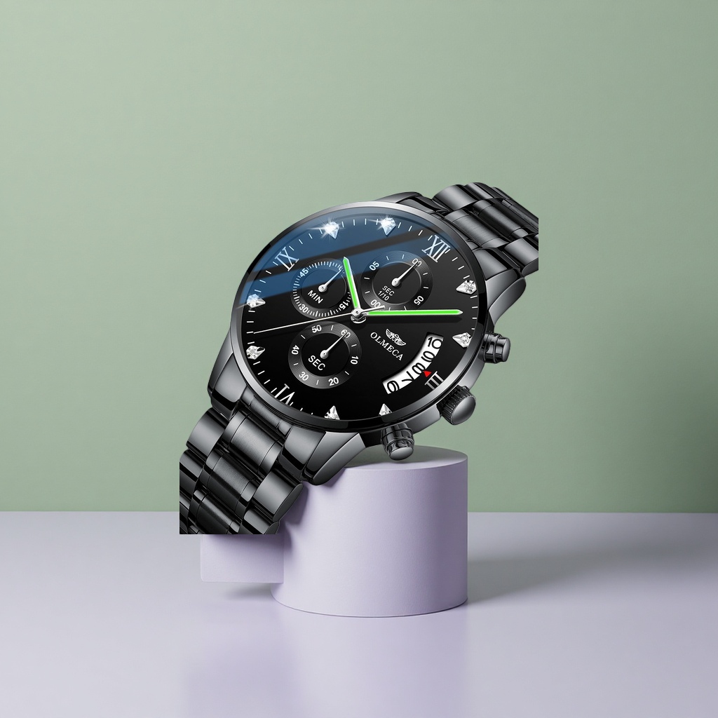ساعة حديدية سوداء، ساعة رجالية بسيطة لمقاومة الماء Specification image