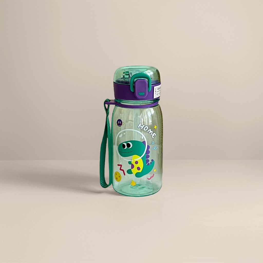 绿色恐龙儿童水杯 350ml 防漏吸管杯环保PP材质