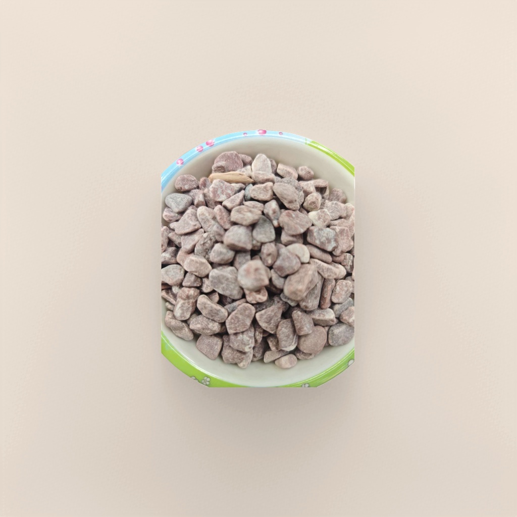 Colorful bowl-shaped decorative items with small purple-red pebbles, home gardening and landscaping materials Specification image